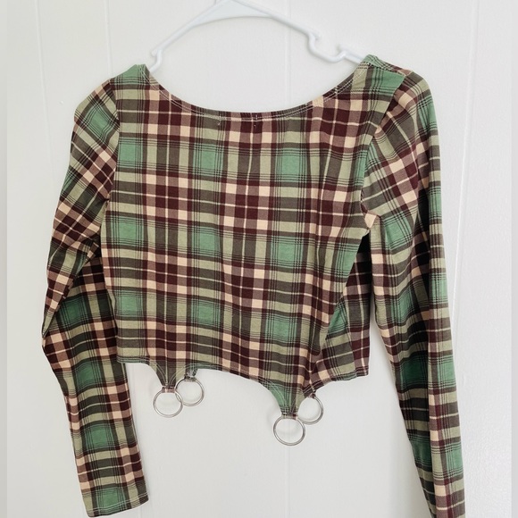 💔SOLD💔 Current Mood O Ring Plaid Crop Top - Picture 2 of 7
